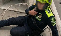 Policía herido tras accidente en Autonorte. / Foto: Captura de video.