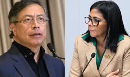 Reunión Petro y Delcy Rodríguez. / Fotos: AFP.