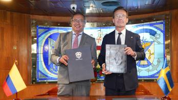 El presidente Gustavo Petro y el primer ministro de Suecia Ulf Kristersson 