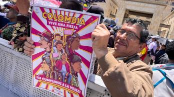 Así se ve la Plaza de Bolívar por la sanción presidencial de la reforma pensional. / Foto: RTVC.