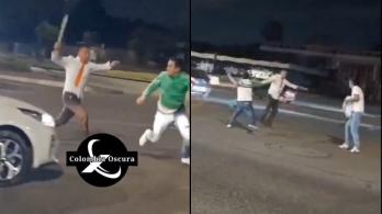 Riña en Bogotá con machete. / Foto: captura de imagen de video Colombia Oscura.