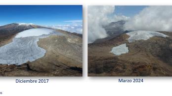 Fotos que evidencian los impactos del cambio climático en el nevado Santa Isabel. Créditos: Jorge Ceballos