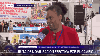 Nuvia Gallo en entrevista con RTVC Noticias, durante la Asamblea Nacional por las Reformas Sociales, la Paz y la Unidad.