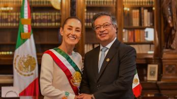 Presidente de la República de Colombia, Gustavo Petro, junto a la presidenta de los Estados Unidos Mexicanos, Claudia Sheimbaum