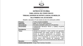 Triunfo a la libertad de expresión: Tribunal Superior de Medellín rechazó tutela que buscaba silenciar a la Revista Raya