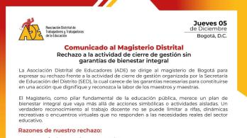 Inconformidad de docentes tras fallido evento de cierre organizado por la Secretaría de Educación de Bogotá
