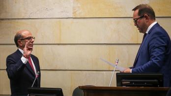 Carlos Camargo, nuevo magistrado de la Corte Constitucional, durante su discurso ante el Senado