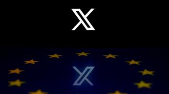 Esta fotografía ilustrativa muestra el logotipo de la red social X (antes Twitter) reflejado en una bandera de la Unión Europea en Bruselas, tras caida de Cloudflare.
