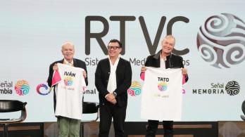 Iván Mejía y Tato Sanint en RTVC. / Foto: Pablo Pulido - RTVC.