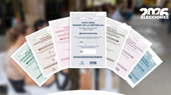 Fotografía de reverso de tarjetones electorales de la Registraduría Nacional