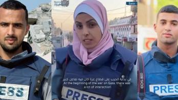 De izquierda a derecha los periodistas: Ismail al-Ghoul, Mariam abu Daqqa y Hossam Shabat