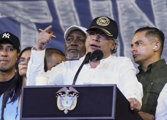 Presidente Gustavo Petro durante su discurso en Cali.