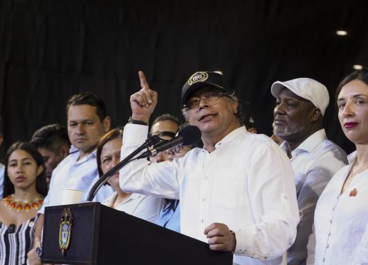 Presidente Petro durante su discurso en Cali.