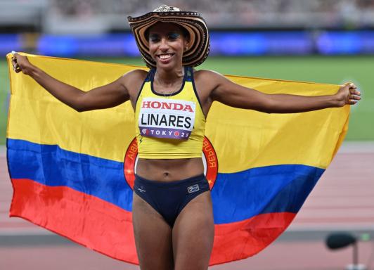 Medalla de bronce para Natalia Linares. / Foto: AFP.