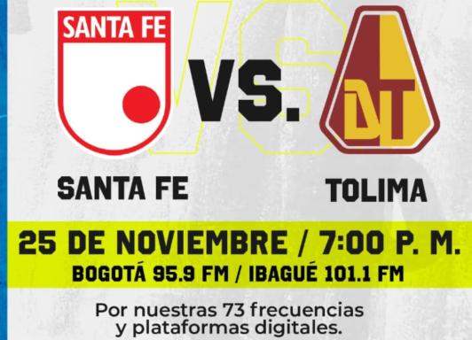 Santa Fe vs. Tolima. / Foto: RTVC.