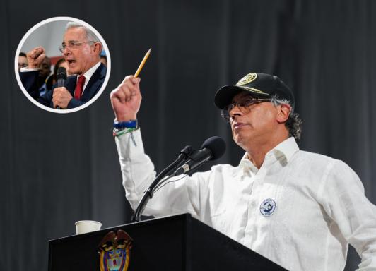 Petro le responde a Uribe sobre la estabilidad laboral. / Fotos: AFP y Presidencia.