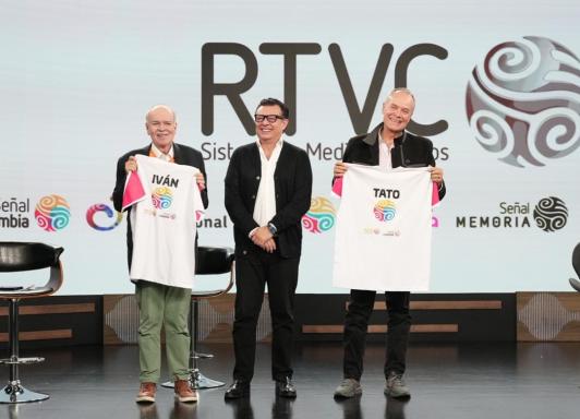 Iván Mejía y Tato Sanint en RTVC. / Foto: Pablo Pulido - RTVC.