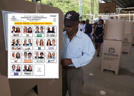 Tarjetón elecciones presidenciales. / Fotos: Registraduría y AFP.