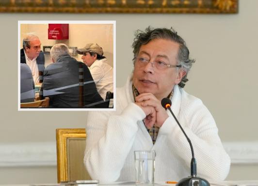 Petro sobre foto de Alejandro Char con Luis Alfredo Ramos. / Fotos: Presidencia y X de Jorge Gómez Pinilla.