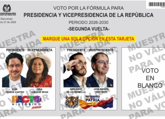 Tarjetón para segunda vuelta. / Foto: Registraduría.