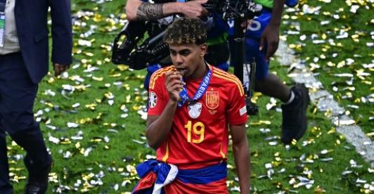 Lamine Yamal en la final de la Eurocopa, tras salir campeón con su selección.