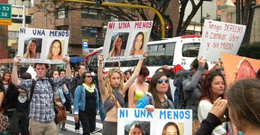 Marcha en contra del feminicidio en Bogotá.