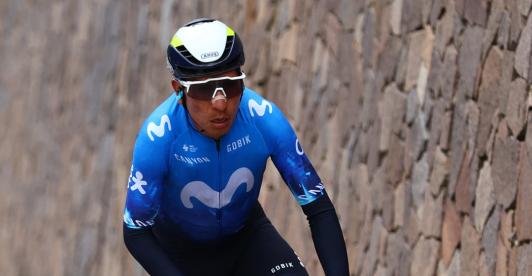 Caída de Nairo Quintana en la Vuelta a Burgos. / Foto: AFP.