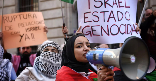 Protestas en apoyo a Palestina en Madrid. Febrero de 2024.