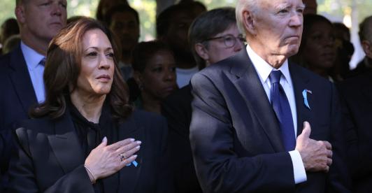 Kamala Harris y Joe Biden en el aniversario del ataque a las torres gemelas. / Foto: AFP.