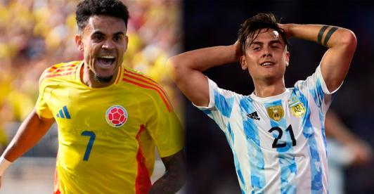 Figuras de la Selección Colombia y Selección Argentina, Luis Díaz y Paulo Dybala