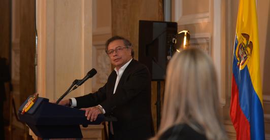 Presidente Petro durante discurso en posesión de la nueva magistrada del Consejo de Estado