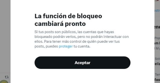 X modifica función de bloqueo
