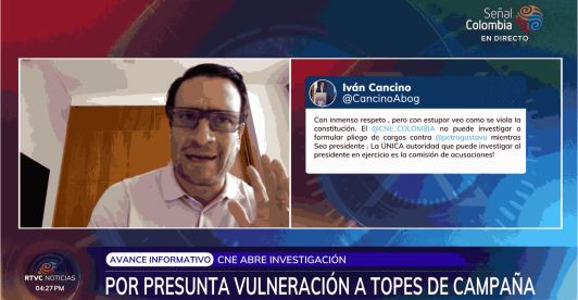Iván Cancino durante la Mesa de Análisis en RTVC Noticias.