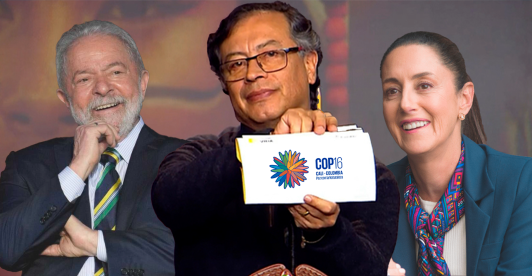 Lula da Silva, Gustavo Petro y Claudia Sheinbaum en el marco de la COP16.