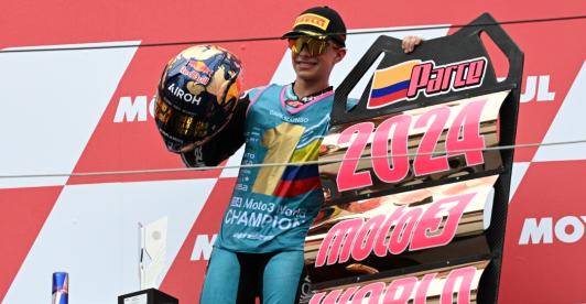 David Alonso es campeón mundial de moto3. / Foto: AFP.