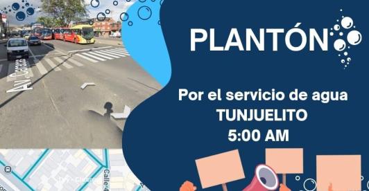 Plantón por el servicio de agua en Tunjuelito: comunidad exige solución a problema de cortes diarios 