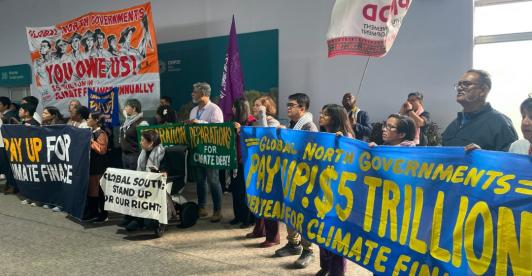 Protestas en la Cop29. / Foto: AFP.