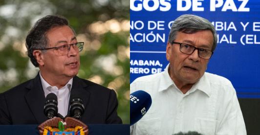 Petro le responde a Pablo Beltrán en diálogos de la paz. / Fotos: Presidencia y AFP.
