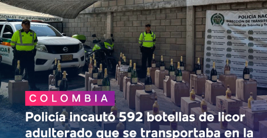 Incautación de licor adulterado en la vía San Gil - Bucaramanga