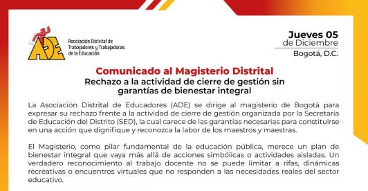 Inconformidad de docentes tras fallido evento de cierre organizado por la Secretaría de Educación de Bogotá