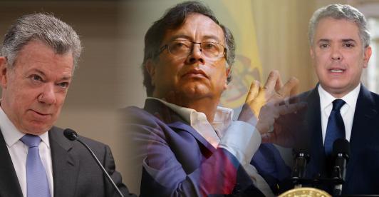 Presidente Gustavo Petro junto a expresidentes Juan Manuel Santos e Iván Duque