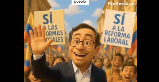 Presidente Gustavo Petro caminando junto al pueblo en video generado por IA