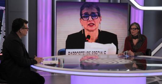 Francesca Albanese en Noches de Opinión. / Foto: Nairo Jacanamijoy.
