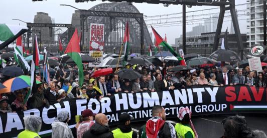 Movilización por Franja de Gaza en Australia. / Foto: AFP.