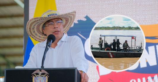 Petro sobre isla Santa Rosa. / Fotos: Presidencia y AFP.