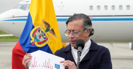 Presidente Petro durante alocución presidencial sobre desertificación en materia antidrogas