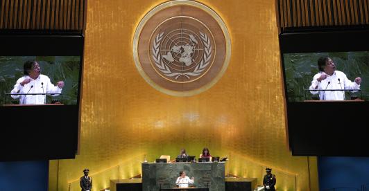 Presidente Petro durante su discurso ante la Asamblea General de la ONU