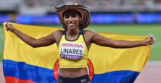 Medalla de bronce para Natalia Linares. / Foto: AFP.