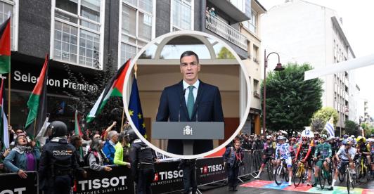 Pedro Sánchez sobre Israel. / Fotos: AFP.