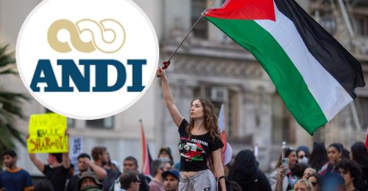 Protestas en la ANDI. / Fotos: Andi y AFP.